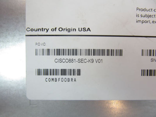 Cisco CISCO881-SEC-K9 Cisco Ethernet Security Router Advanced IP