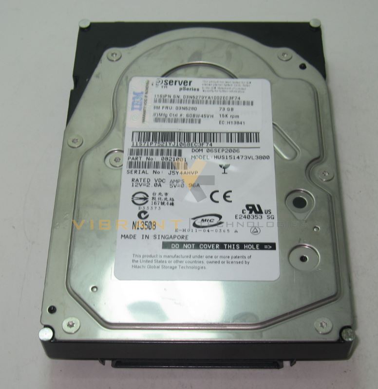 IBM 3278 73.4GB Ultra320 SCSI HDD 15K 80 Pin 320MB/s pSeries