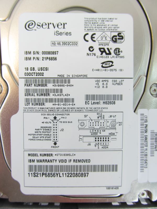 IBM 4318-9406 17.54GB 10K Ultra SCSI Disk Drive Unit iSeries AS400