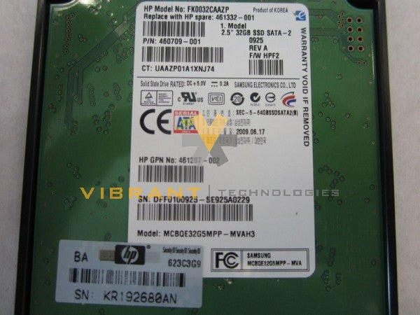 HP 461201-B21 32GB SATA SSD 2.5" SFF