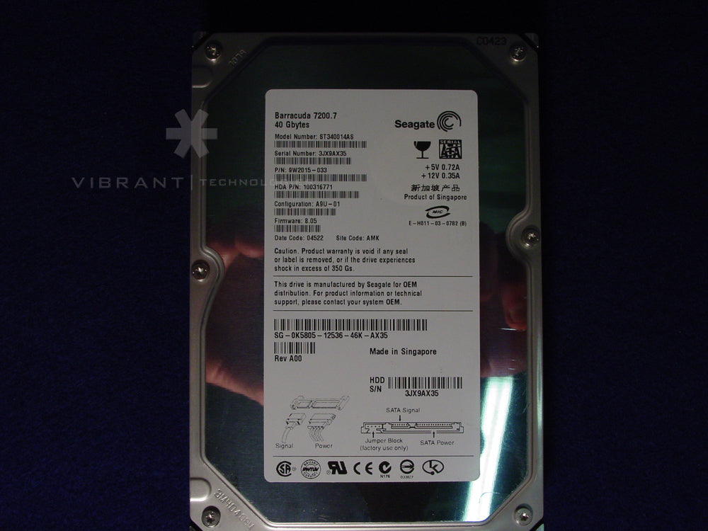 Dell 0K5805 Seagate HDD 40GB 7200RPM SATA Hard Disk Drive 3.5"