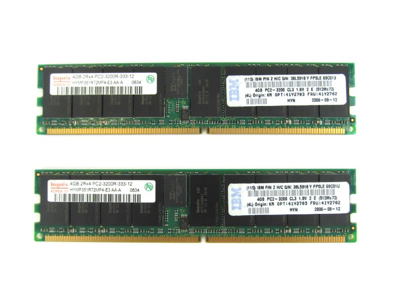 IBM 41Y2703 8GB 2X 4GB KIT PC2-3200 CL3 ECC DDR2 SDRAM RDIMMS