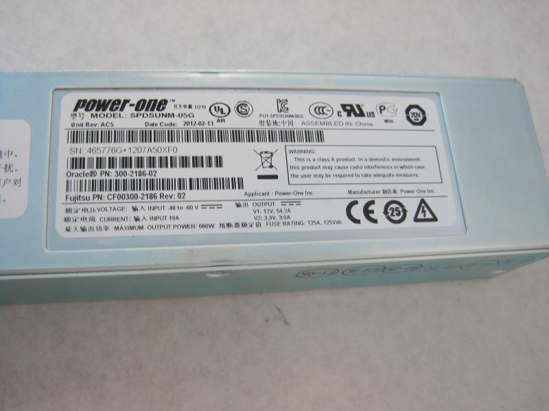 Sun 300-2186 660 Watt DC Input Power Supply for Netra T5220