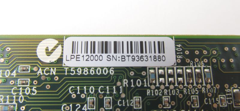 EMC LPE12000-E 8GB Fiber Channel Single Port PCI-E Host Bus Adapter Low Profi