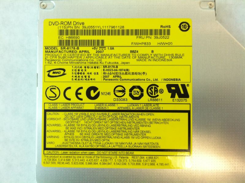 IBM 1903 4.7GB IDE SLimline DVD-ROM Drive 8x/24x for 9110-51A 9115-505 p5