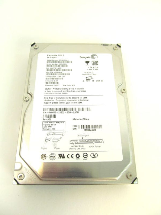Seagate ST380819AS-s 80GB SATA 7200RPM Drive