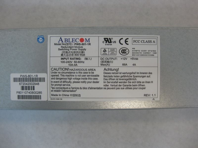 Supermicro PWS-801-1R 800W Redundant Power Supply for Server 7045B