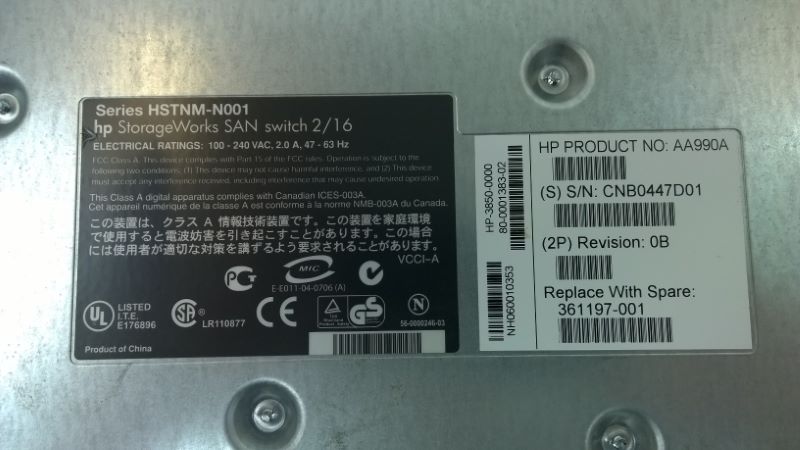 HP AA990A Storageworks SAN Switch 2/16N FF