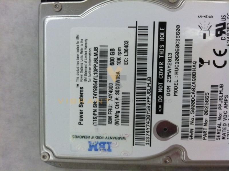 IBM 74Y9269 600GB 10K SAS 6G 2.5" Hard Drive SFF HDD 19A3 (AIX/Linux) pSeries