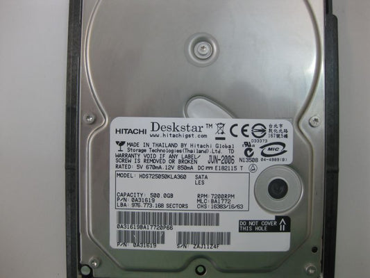 Hitachi 0A31619 500GB SATA 7200RPM Hard Disk Drive