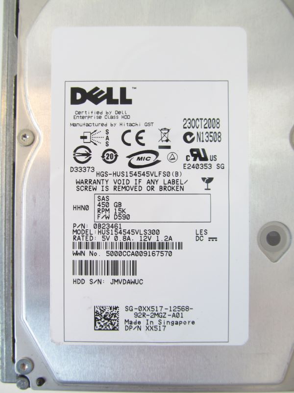 Dell XX517 450GB 15K SAS 3.5" Hard Drive HUS154545VLFS0