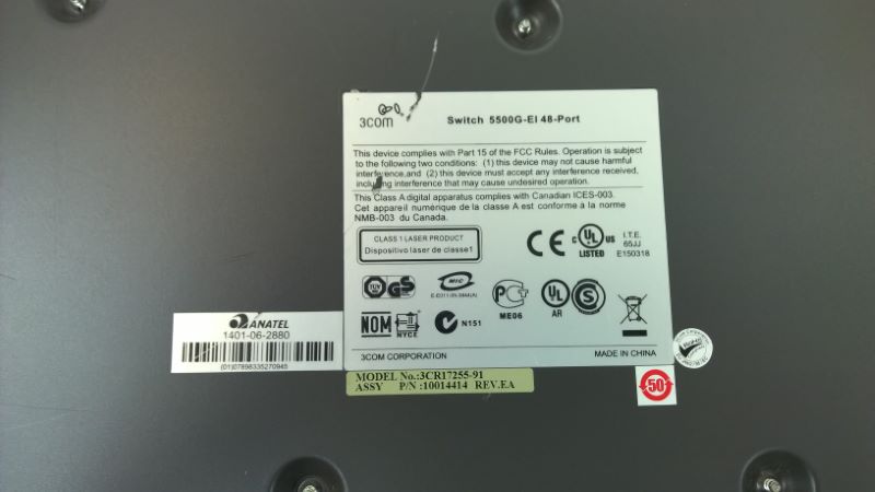 3com 3CR17255-91-NO-POWER-SUPPLY E5500-48G EI SWITCH 48 10/100/1000 ports 4 S