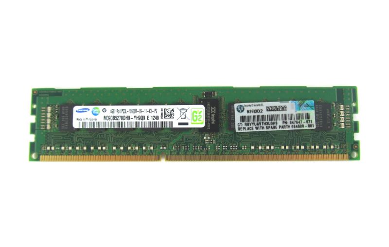 HP 664688-001 4GB(1X4GB) 1RX4 PC3L-10600R-9 Memory Gen8 647893-B21