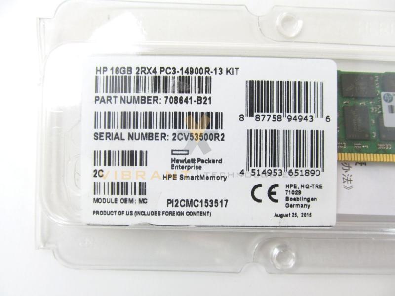 HP 708641-B21 16GB 1x16GB 1866MHz PC3-14900R13 DDR3 Dual Rank x4 Memory Modul