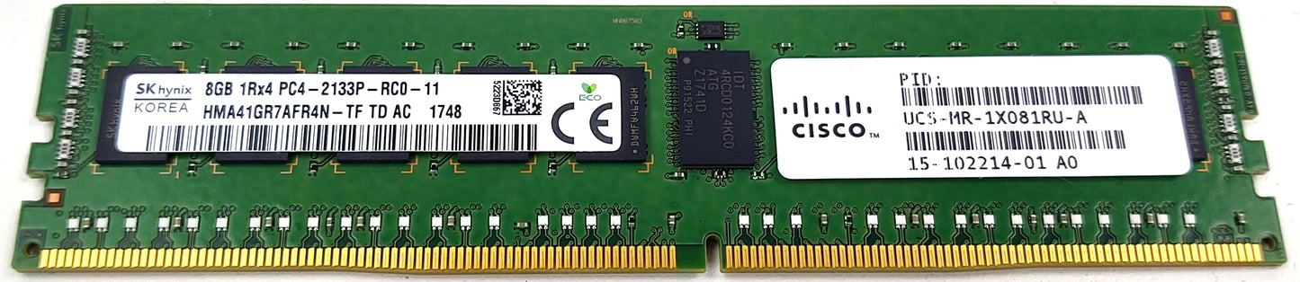 CISCO UCS-MR-1X081RU-A 8GB Mem DIMM DDR4 2133MHz 1Rx4 PC4-17000