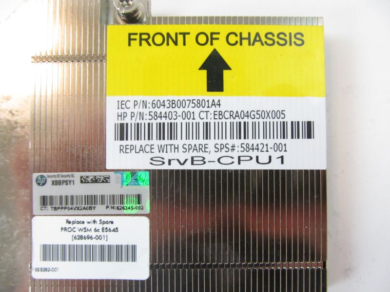 HP 584421-001 HP BL2x220c G6 Heatsink SVR B CPU1