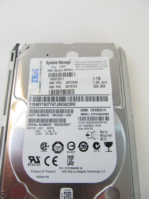 IBM 00Y2434 IBM 1 TB 7.2K 6GB SAS 2.5" Hard Drive