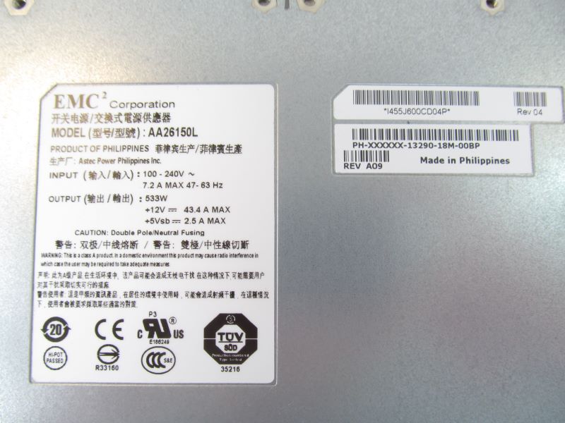 EMC 071-000-537 Server Power Supply Storage Array