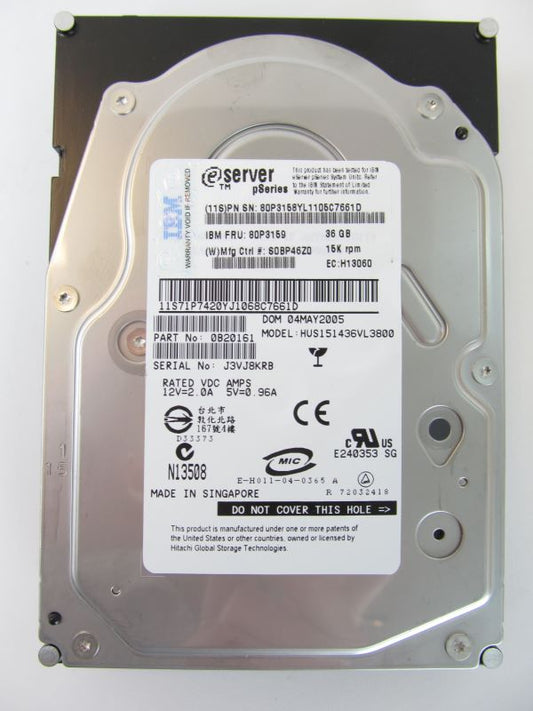 IBM 3277-702X 36GB 15K rpm 80 Pin U320 pSeries Disk Drive