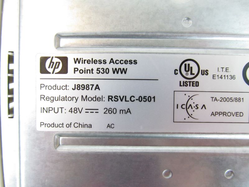 HP J8987A ProCurve Access Point 530 WW, Input 48V, 260mA