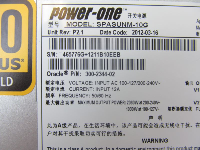 Oracle 7060596 1030/2060W AC Input Power Supply