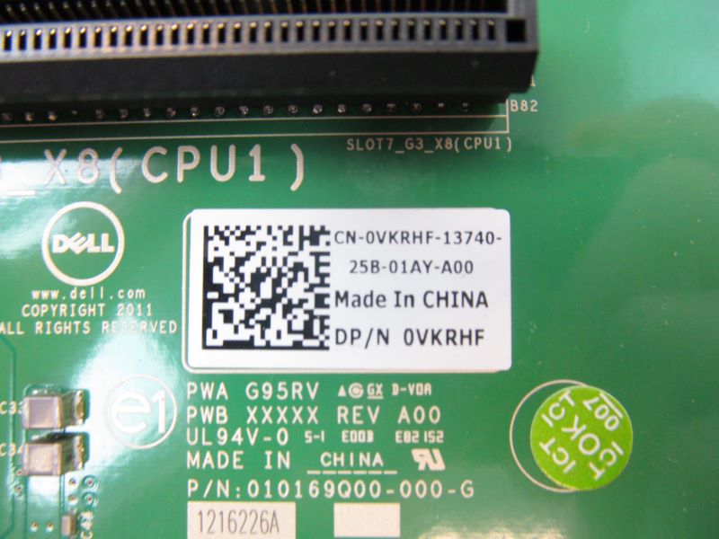 Dell VKRHF PowerEdge R720 2X PCI-E Riser Card Board