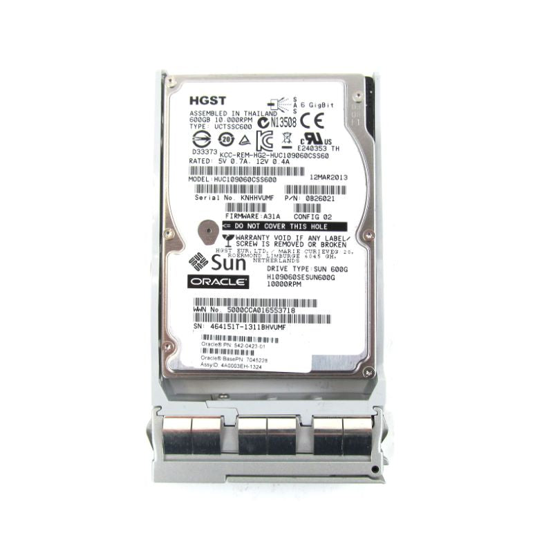 SUN 542-0287 (XRA-SS2CF-600G10K2) 600GB 10K 6Gbps SAS2 Hard Disk Drive