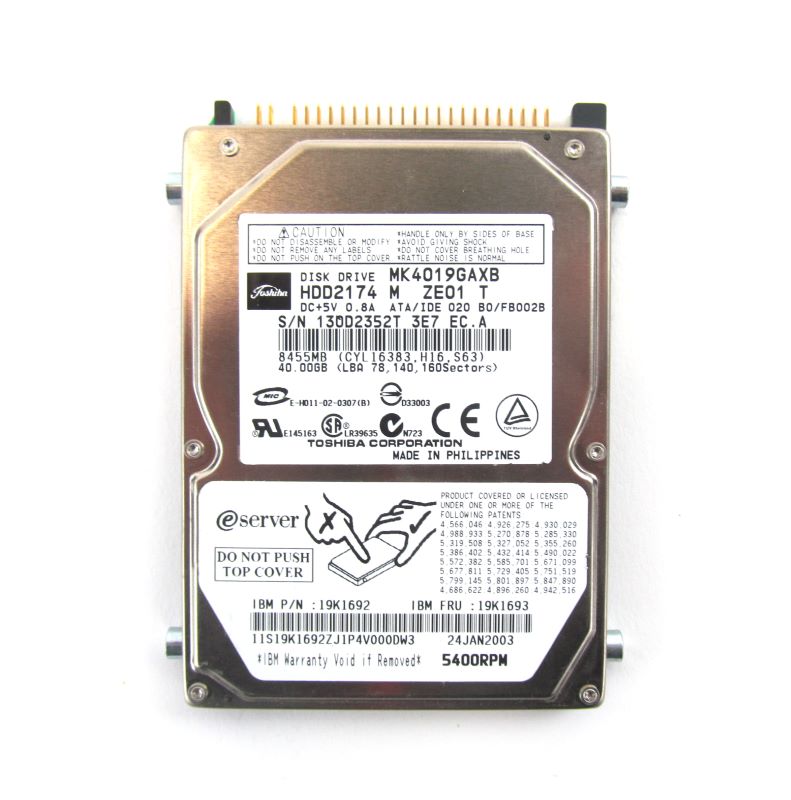 IBM 19K1692 40GB 5400RPM ATA IDE 2.5" HDD Hard Disk Drive Only