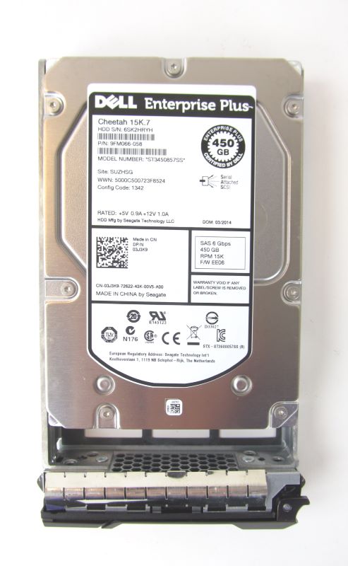 Compellent 3J3K9-CML 450Gb 15K RPM 3.5" SAS 6Gbp/s HDD With Tray
