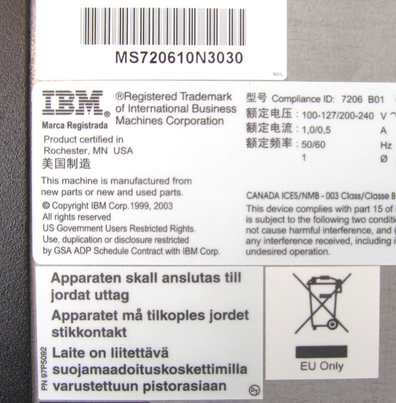 IBM 7206-VX3 160/320Gb VXA-3 External Tape Drive