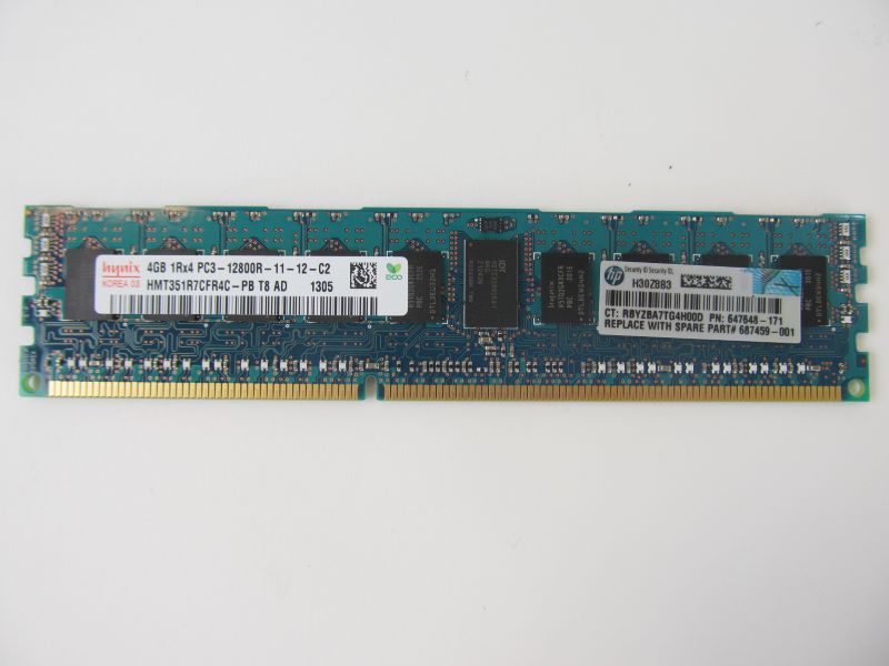 HP 647648-171 4Gb (1x4Gb) 1RX4 PC3-12800R DDR3 Memory 687459-001