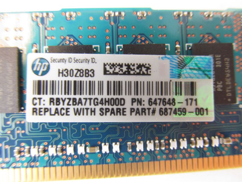 HP 647648-171 4Gb (1x4Gb) 1RX4 PC3-12800R DDR3 Memory 687459-001