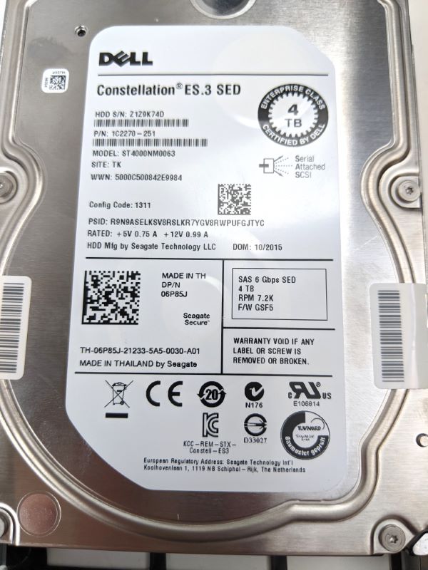 Dell 6P85J 4TB 7.2K SAS 3.5 6G SED ST4000NM00