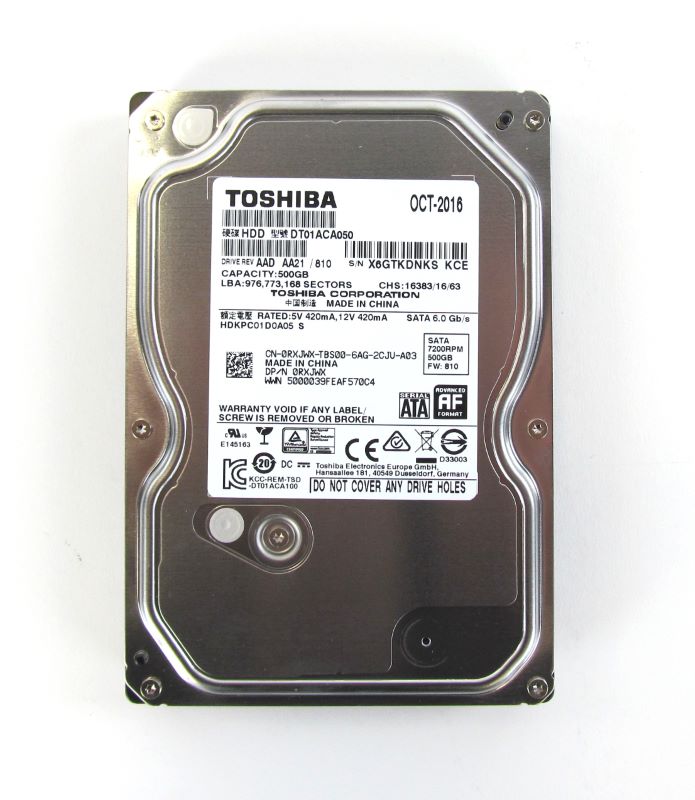 Dell RXJWX Toshiba 500Gb SATA 6Gbps 7.2K RPM 3.5" Hard Drive