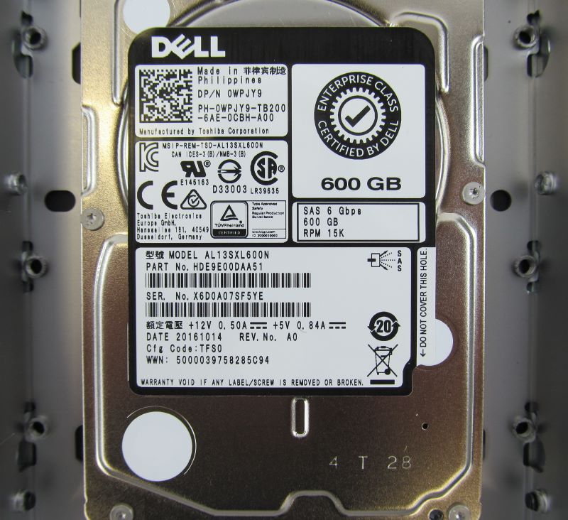 Dell WPJY9 600Gb 15K 2.5" SAS 6Gbps Hard Drive in 3.5" Tray