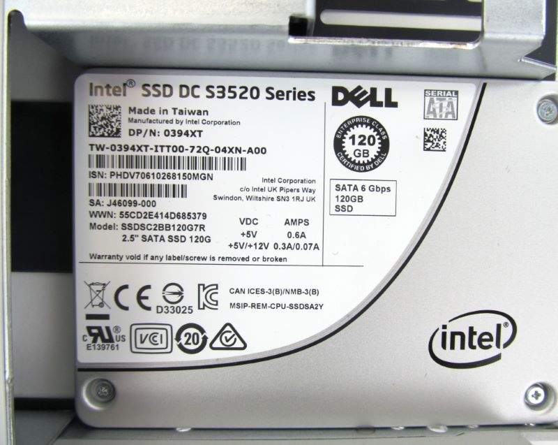 Dell 394XT 120Gb 6Gbps 2.5" SATA SSD in 3.5" R730 Tray