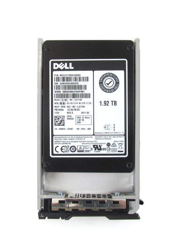 Dell 086DD 1.92Tb SAS 12Gbps 2.5" Read Intensive SSD R630 tray