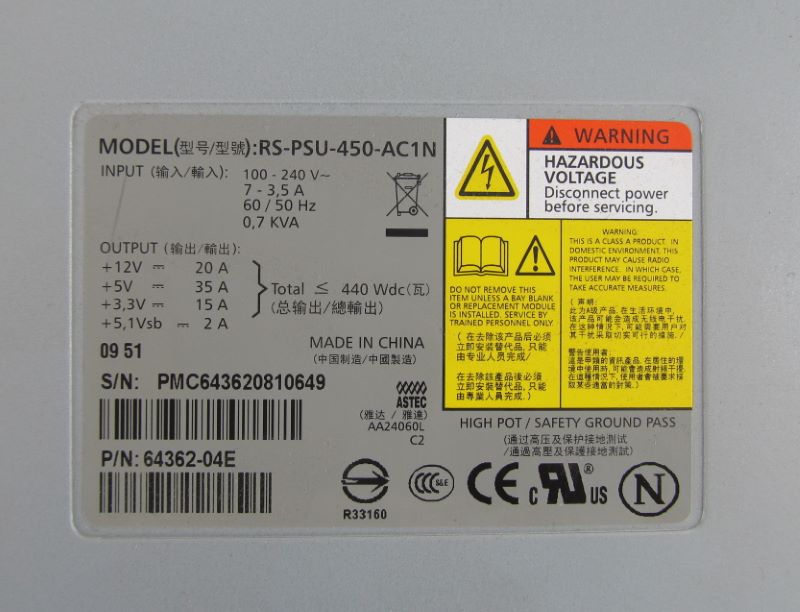 Dell 64362-04E Equallogic 450W PS Model