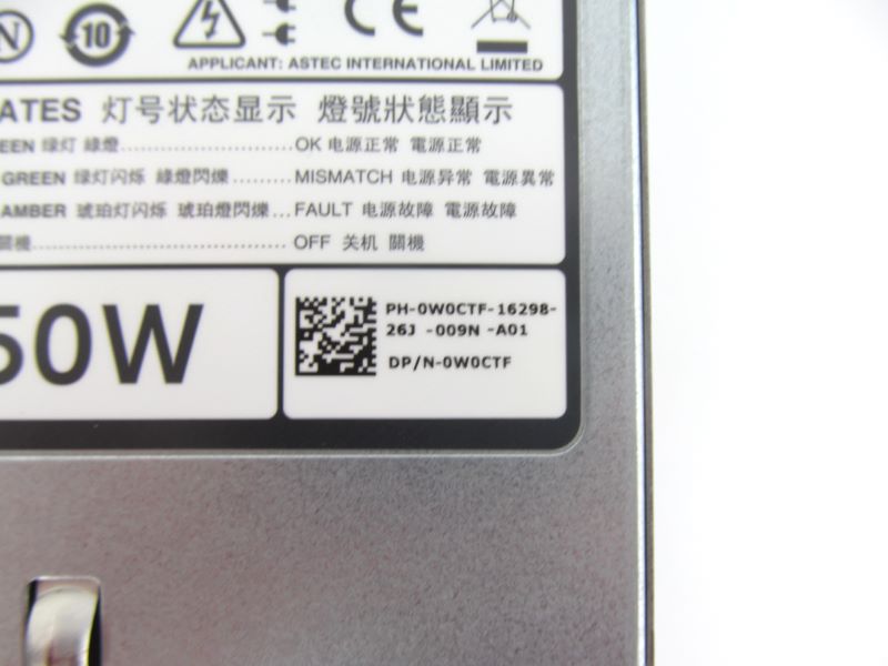 Dell W0CTF 750W 80 Plus Platinum Power Supply