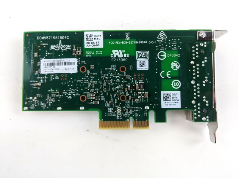Dell YGCV4 Broadcom 5719 QP Quad Port 1GB Low Profile Network Card (LP)