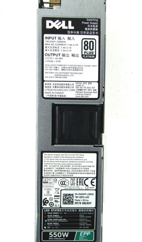 Dell NCNFF 550W 80+ Platinum  Power Supply