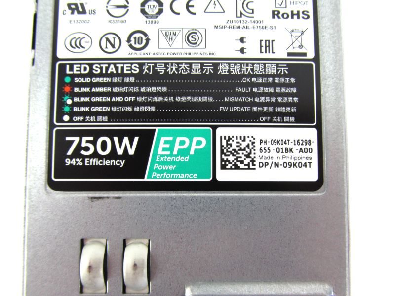 Dell 9K04T 750W EPP Power Supply for R630 R730 R730XD