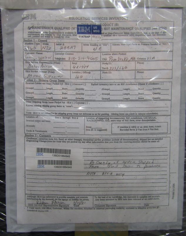 IBM 2965-N20 z13s V06 1112GB  zIIP x 4, ICF x 2, crypto x 2 BANDED