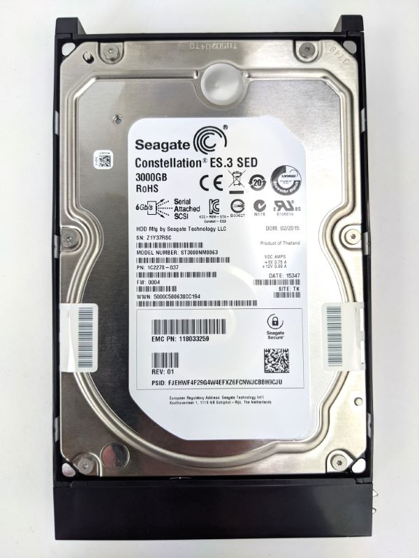 EMC 118033259 Isilon 3TB 6Gbps SAS SED Drive with Tray
