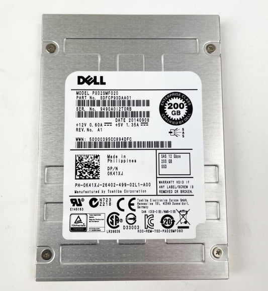Dell K41XJ 200GB 2.5" MLC SAS 12GBS SSD PX02SMF020