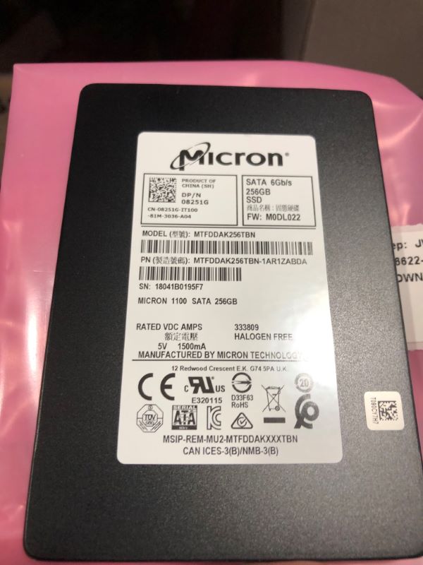 Dell 8251G LOT OF 17:  MICRON 256GB 6GBPS SATA 2.5'' SSD E