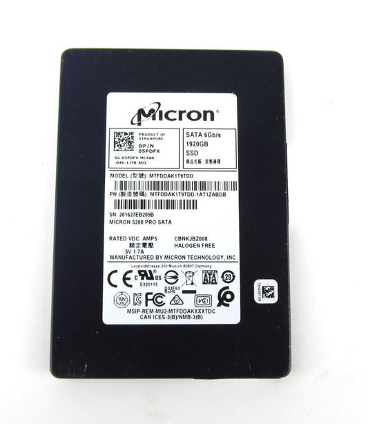 Dell 5PDFX 1.92TB SSD SATA 2.5 6G MU 5200 PRO MTFDDAK1T9TDD w/ Tray