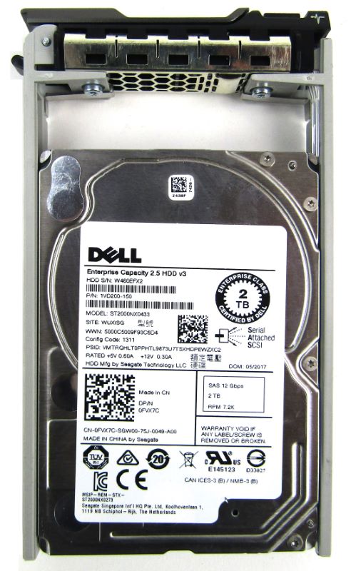 Dell FVX7C 2TB 7.2K 2.5" 12Gbps SAS HDD  ST2000NX0433