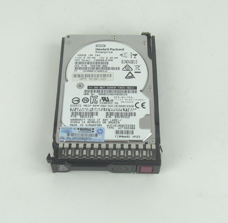 HP 781577-001 HPE 600GB 12G SAS 10K SC ENT