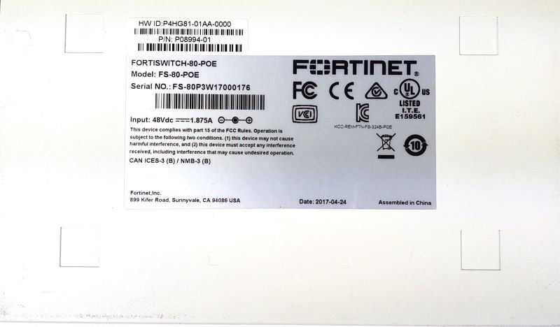 Fortinet FS-80-POE POE L2 SWITCH 8XGE RJ-45 4XPOE